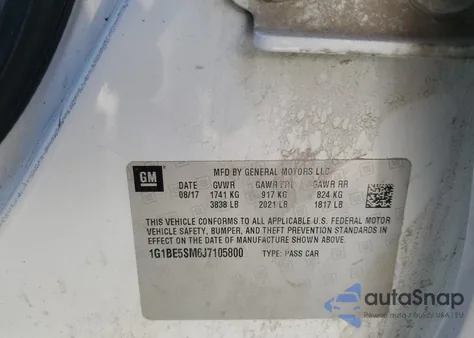 2018 Chevrolet Cruze Lt from USA, damaged, VIN 1G1BE5SM6J7105800